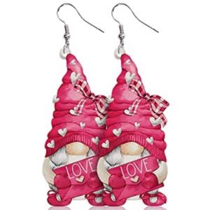 Valentine’s Day Gnome Faux Leather Earrings
